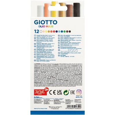 Confezione 12 pastelli ad olio Giotto Olio Maxi: Pastelli ad olio di Fila