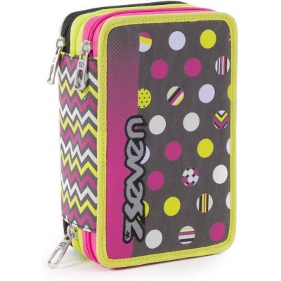 Astuccio Scuola Attrezzato 3 Zip Seven® - Dot Fantasy