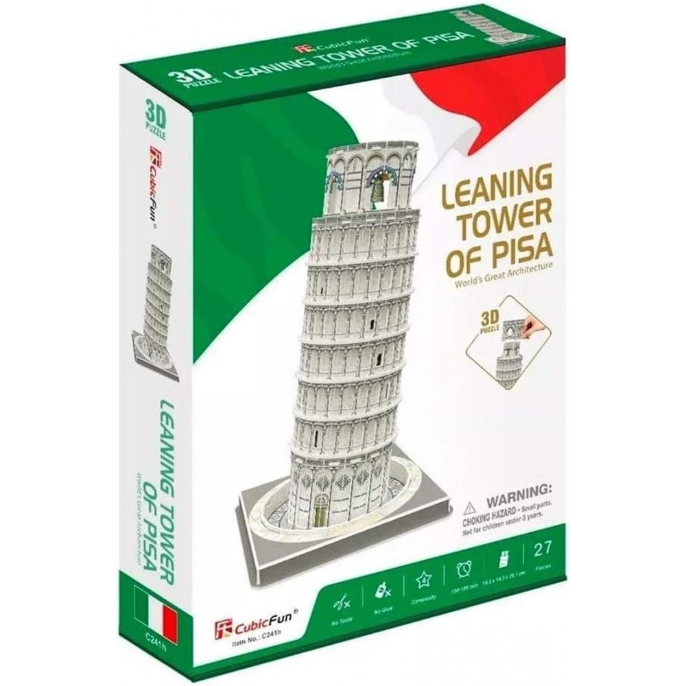 Idea Regalo - Puzzle 3D Tridimensionale 27 Pezzi Leaning Tower of Pisa  Cubic Fun