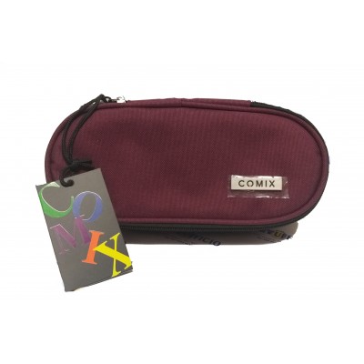 Astuccio Ovale Organizzato 1 zip Monocolore Comix - Bordeaux